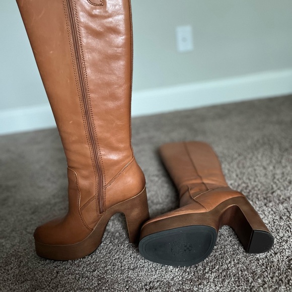 Vince Camino cognac platform boots. No box. Used once - Picture 2 of 3